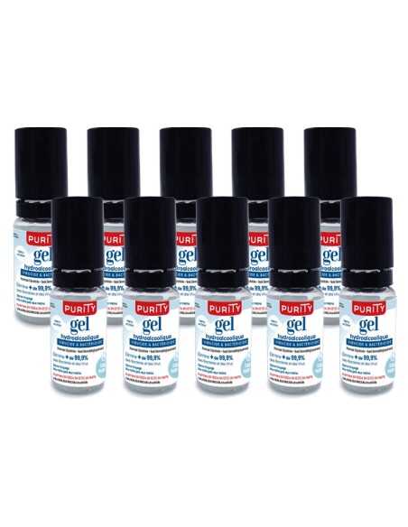 Pack de 10 Mini-flacon de 10ml - Gel Hydroalcoolique Français – Purity