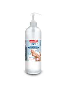 Flacon pompe de 1 litre de Gel Hydroalcoolique Français – Purity