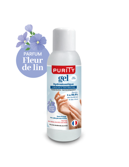 Mini-flacon 100ml Gel Hydroalcoolique Français - Parfum Fleur de Lin – Purity