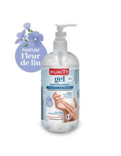 Flacon de 500ml Gel Hydroalcoolique Français - Parfum Fleur de Lin – Purity 2