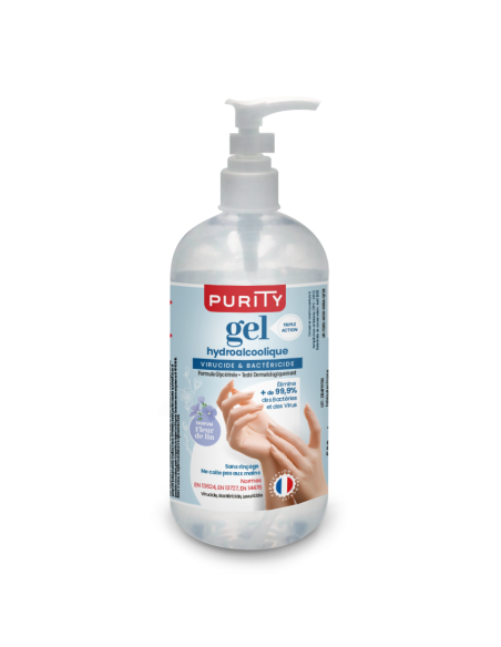 Flacon de 500ml Gel Hydroalcoolique Français - Parfum Fleur de Lin – Purity