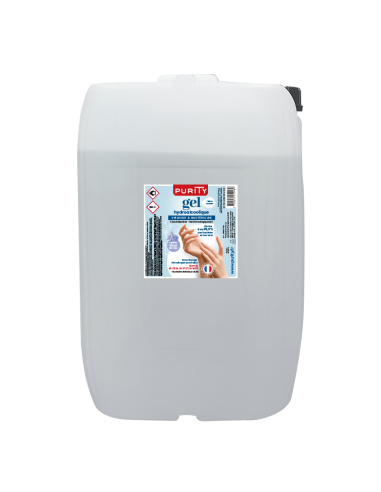 Bidon pompe 20 litres Gel Hydroalcoolique Français Parfum Fleur de Lin – Purity