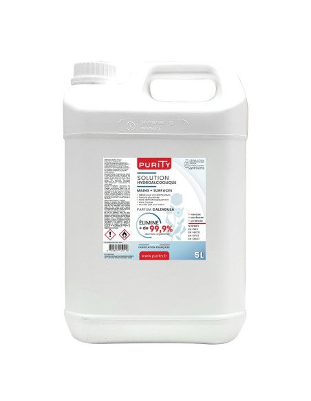 Bidon de 5 litres Gel Hydroalcoolique Français -  Parfum Fleur de Lin – Purity