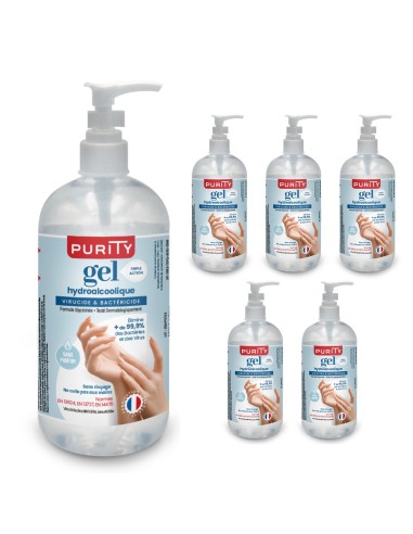 Flacon avec pompe de 500ml de Gel Hydroalcoolique Français – Purity