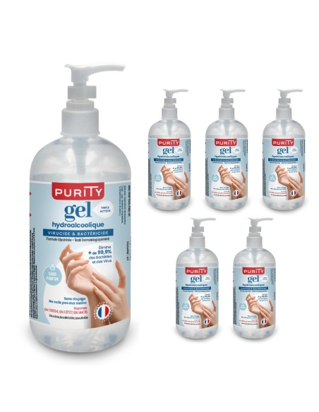 Flacon avec pompe de 500ml de Gel Hydroalcoolique Français – Purity