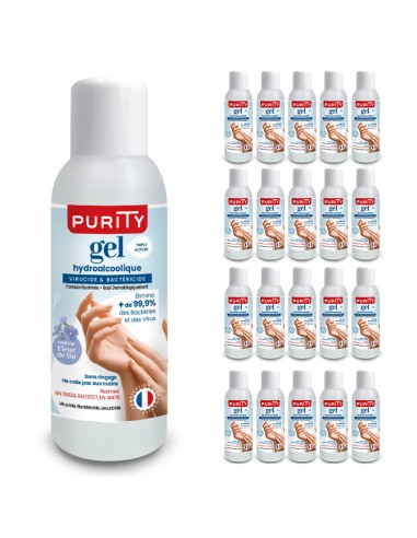 Lot de 10 Mini-flacons de 100ml de Gel Hydroalcoolique Français – Purity