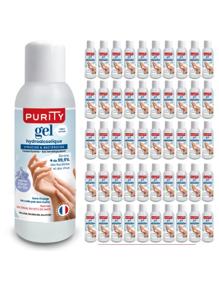 Lot de 10 Mini-flacons de 100ml de Gel Hydroalcoolique Français – Purity